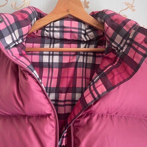 Vintage Y2K LL Bean Vest Size M Reversible Down Puffer Plaid Outdoor Preppy Cozy - Picture 5 of 12